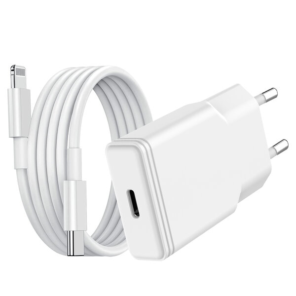 Ntech USB C Adapter / Oplader - Lader 20W Met 1M Geschikt voor lightning naar usb C kabel - Oplader / Snellader