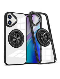 Ntech Magsafe Hoesje Geschikt voor iPhone 16 hoesje Zwart Transparant
