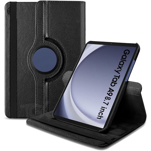 Ntech Hoes Geschikt voor Samsung Galaxy Tab A11 / A9 Hoes Case Hoesje 360 Draaibaar Zwart - Hoesje Geschikt voor Samsung Tab A11 / A9 Hoes Cover Draaibaar
