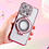 Ntech Hoesje Geschikt voor iPhone 15 Pro Max Magsafe hoesje Rose Goud - Lens beschermer ring Luxury Bling Sparkly Diamond  backcover