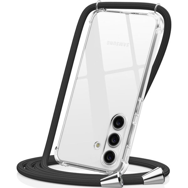 Ntech Hoesje Geschikt Voor Samsung Galaxy S25 Plus / S24 Plus Hoesje Transparant Met Telefoonkoord - Galaxy S25 Plus 5G Siliconen hoesje Back Cover met Koord Transparant