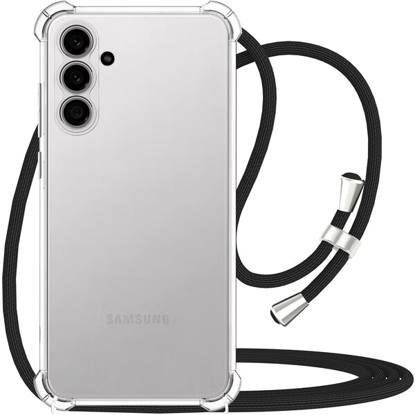 Ntech Hoesje Geschikt Voor Samsung Galaxy S25 / S24 Hoesje Transparant Met Telefoonkoord - Galaxy S25 5G Siliconen hoesje Back Cover met Koord Transparant