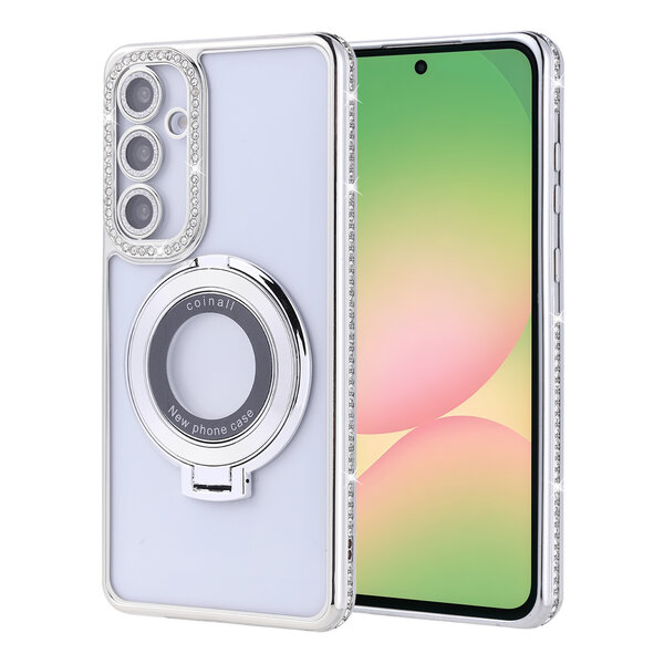 Ntech Hoesje Geschikt voor Samsung Galaxy A36 Magsafe hoesje Zliver - Lens beschermer ring Luxury Bling Sparkly Diamond  backcover