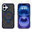 Ntech Hoesje Geschikt voor iPhone 16 MagSafe Hoesje met Ring Stand Blauw - Hoesje MagSafe iPhone 16 Screenprotector Gehard Glas 2X