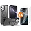 Ntech Hoesje Geschikt voor iPhone 16 Pro Max MagSafe Hoesje met Ring Stand Zwart - Hoesje MagSafe iPhone 16 Pro Max Screenprotector Gehard Glas 2X
