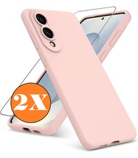Ntech Hoesje geschikt voor Samsung Galaxy S25 Edge Hoesje siliconen Pink Sand