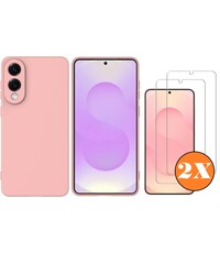 Ntech Hoesje geschikt voor Samsung Galaxy S25 Edge Hoesje siliconen Licht Roze