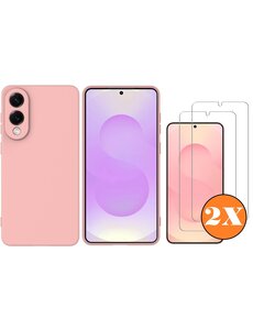 Ntech Hoesje geschikt voor Samsung Galaxy S25 Edge Hoesje siliconen Licht Roze