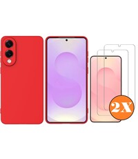 Ntech Hoesje geschikt voor Samsung Galaxy S25 Edge Hoesje siliconen Rood