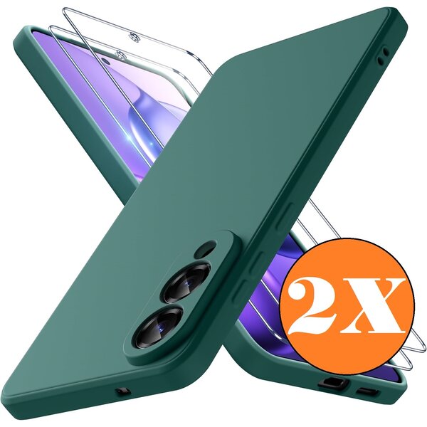 Ntech Hoesje geschikt voor Samsung Galaxy S25 Edge Hoesje siliconen Pine Groen zacht siliconen hoesje TPU - met Samsung S25 Edge Screenprotector - 2 stuks