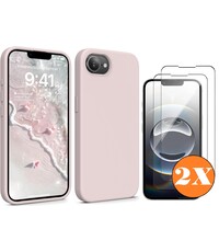 Ntech Hoesje geschikt voor iPhone 16e Hoesje siliconen Pink Sand