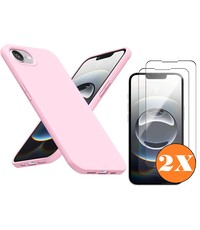 Ntech Hoesje geschikt voor iPhone 16e Hoesje siliconen Licht Roze