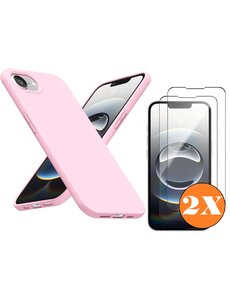 Ntech Hoesje geschikt voor iPhone 16e Hoesje siliconen Licht Roze
