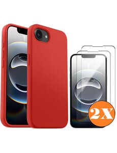 Ntech Hoesje geschikt voor iPhone 16e / iPhone 17e Hoesje siliconen Rood