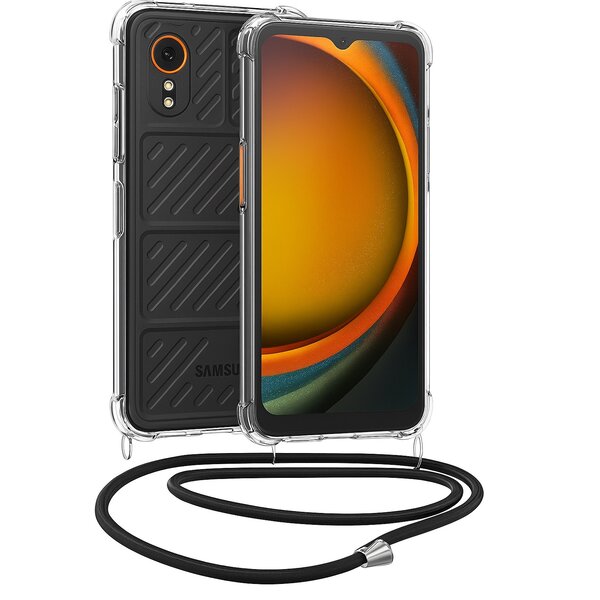 ntech Hoesje Geschikt Voor Samsung Galaxy  Xcover 7 Hoesje Transparant Met Telefoonkoord - Galaxy Xcover 7 Siliconen hoesje Back Cover met Koord Transparant