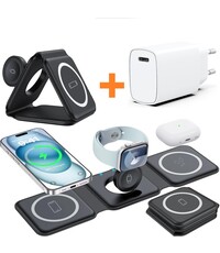 oTronica 3 in 1 Draadloze Oplader Pro met USB C Adapter 20w