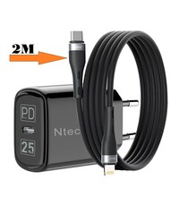Ntech 25W USB C Adapter / iPhone Oplader met 2m USB C naar