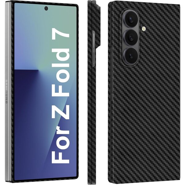 Ntech Hoesje Geschikt voor Samsung Galaxy Z  Fold 7 hoesje Ultra-Slim carbon fiber zwart