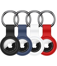 Ntech 4 Pack - Sleutelhanger set voor Apple AirTag Zwart / Blauw / Wit en Rood