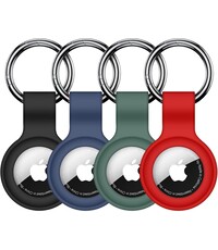 Ntech 4 Pack - Sleutelhanger set voor Apple AirTag Zwart / Blauw / Groen en Rood