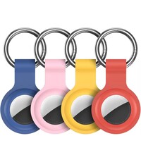 Ntech 4 Pack - Sleutelhanger set voor Apple AirTag Geel / Blauw / Roze en Rood