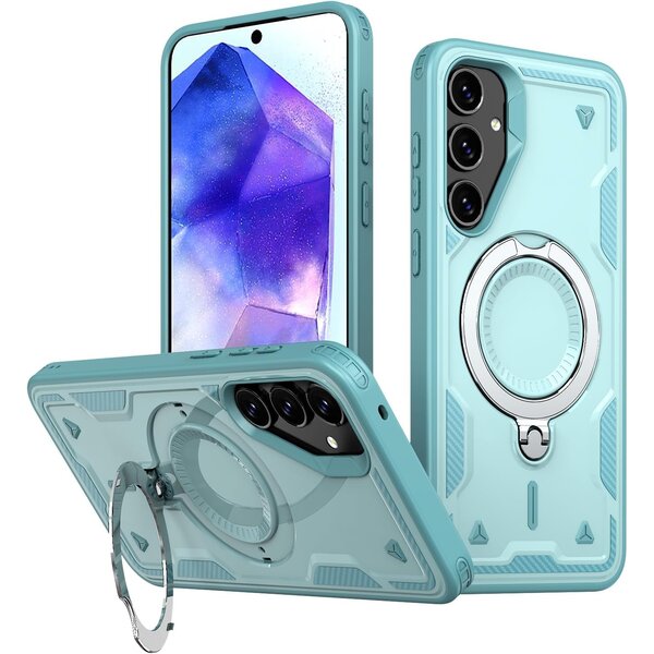 Ntech Hoesje Geschikt voor Samsung Galaxy A17 -  Lake Blauw Ring Stand Backcover geschikt voor MagSafe