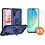 Ntech Hoesje Geschikt voor Samsung Galaxy A17 5G / A26 5G Hoesje Blauw Anti-Shock Hybrid Armor hoesje Met Draaibare Ring Houder - Samsung A17 Screenprotector 2 pack
