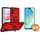 Ntech Hoesje Geschikt voor Samsung Galaxy A17 5G / A26 5G Hoesje Rood Anti-Shock Hybrid Armor hoesje Met Draaibare Ring Houder - Samsung A17 Screenprotector 2 pack