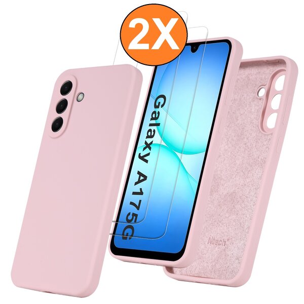 Ntech Hoesje geschikt voor Samsung Galaxy A17 5G Hoesje siliconen Pink Sand zacht siliconen hoesje TPU - met Samsung A17 5G Screenprotector - 2 stuks
