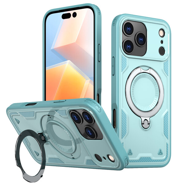 Ntech Hoesje Geschikt voor iPhone 17 Pro Hoesje Lake Blauw - Geschikt voor MagSafe Armor Hoesje met Met Draaibare Ring Houder