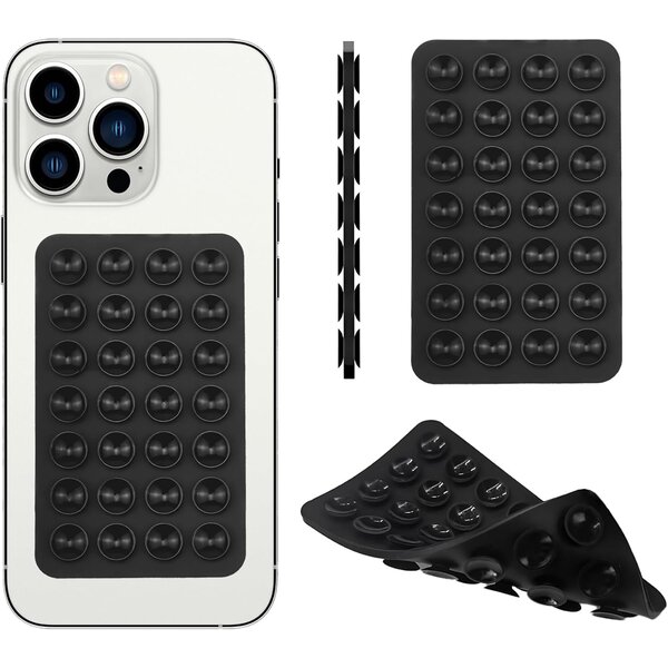 Ntech Silicone Suction Cup Telefoonhouders Zwart - siliconen telefoonhoes met zuignap - handsfree telefoon grip - silicone telefoonhouder voor iPhone en Android