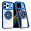 Ntech Magsafe Hoesje Geschikt voor iPhone 17 Pro Max hoesje Blauw Transparant - Met kickstand Draaibare Ring Houder