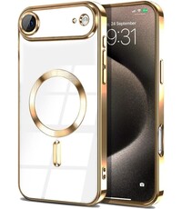 Ntech Magsafe Hoesje Geschikt voor iPhone Air hoesje Transparant / Goud