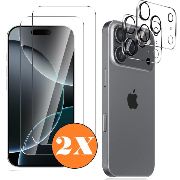 Ntech Screenprotector geschikt voor iPhone 17 Pro ScreenProtector en Camera lens protector/ Tempered glass - Beschermglas - Glasplaatje - 2+2 stuks