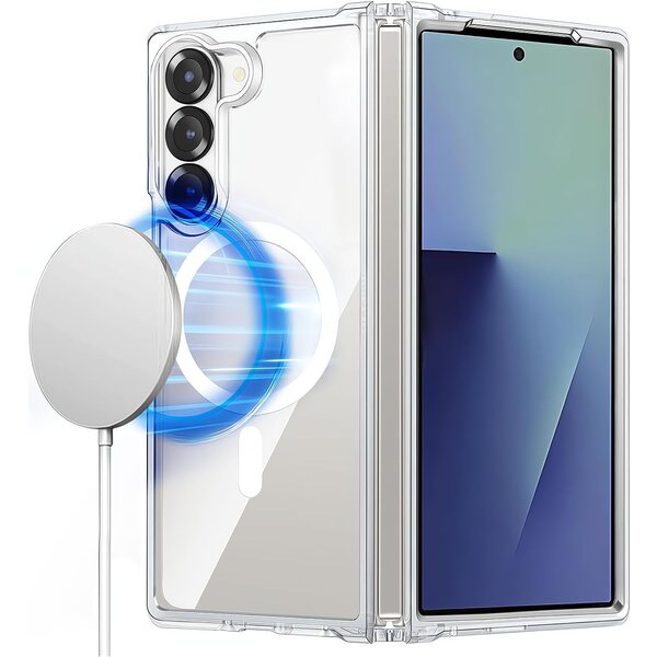 Ntech MagSafe hoesje Geschikt voor Samsung Galaxy Z Fold 7 Transparant Silicone Shockproof Hoesje - Schokbestendig TPU hoesje Samsung Z Fold 7