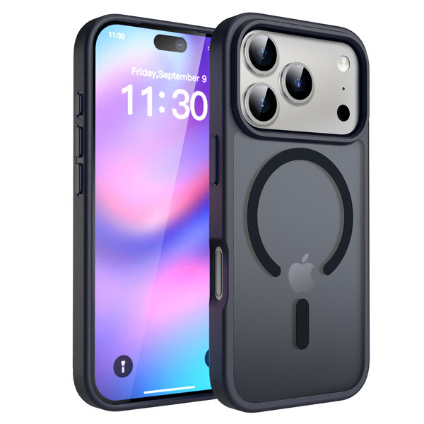 Ntech Ntech Hoesje Geschikt voor iPhone 17 Pro Hoesje – Transparant Bumper Hoes Mat Zwart - Geschikt voor MagSafe  – Slank & Schokbestendig