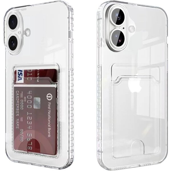 Ntech  Hoesje Geschikt voor iPhone 17 hoesje met pasjeshouder transparant Shock proof case met Kaarthouder -  iPhone 17 hoesje transparant -  iPhone 17 pasjeshouder hoesje - Kaarthouder - Hoesje