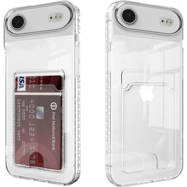 Ntech  Hoesje Geschikt voor iPhone Air hoesje met pasjeshouder transparant Shock proof case met Kaarthouder -  iPhone Air hoesje transparant -  iPhone Air pasjeshouder hoesje - Kaarthouder - Hoesje