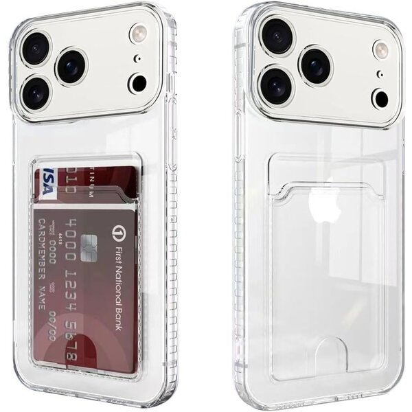 Ntech  Hoesje Geschikt voor iPhone 17 Pro hoesje met pasjeshouder transparant Shock proof case met Kaarthouder -  iPhone 17 Pro hoesje transparant -  iPhone 17 Pro pasjeshouder hoesje - Kaarthouder - Hoesje