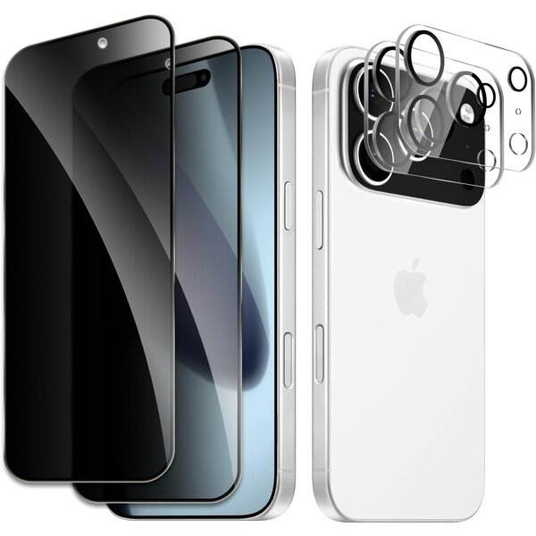Ntech  Privacy screenprotector Geschikt voor iPhone 17 Pro screenprotector Privacy Met iPhone 17 Pro camera lens  - Complete bescherming voor iPhone 17 Pro – scherm en camera in één set  - 2X