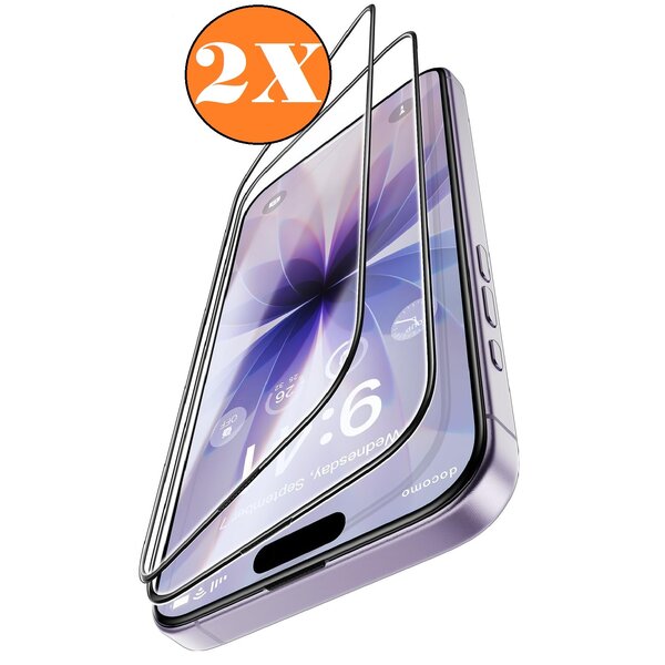 Ntech Screenprotector Geschikt voor iPhone 17 Screenprotector Volledige Beschermglas - Glas Gehard Tempered Glass Full Cover - 2 PACK