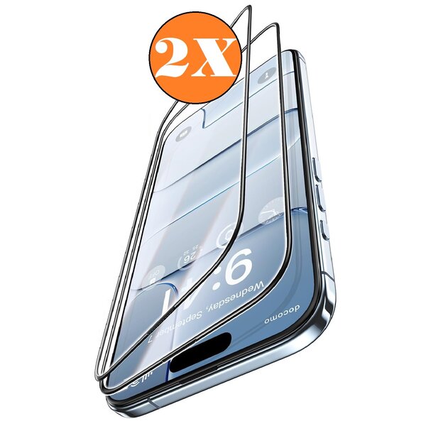 Ntech Screenprotector Geschikt voor iPhone Air Screenprotector Volledige Beschermglas - Glas Gehard Tempered Glass Full Cover - 2 PACK