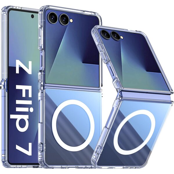 Ntech MagSafe hoesje Geschikt voor Samsung Galaxy Z Flip 7 - Flip 7 Transparant Shockproof Hoesje - Schokbestendig TPU hoesje Samsung Z Flip 7 - Flip 7