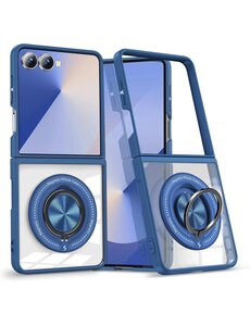 Ntech Magsafe Hoesje Geschikt voor Samsung Flip 7 hoesje Blauw Transparant