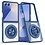Ntech Magsafe Hoesje Geschikt voor Samsung Flip 7 hoesje Blauw Transparant - Met kickstand Draaibare Ring Houder