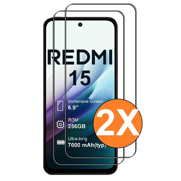 Ntech  Screenprotector geschikt voor Xiaomi Redmi 15 5G/4G Beschermglas - Screen protector gehard glas - 2 Stuks