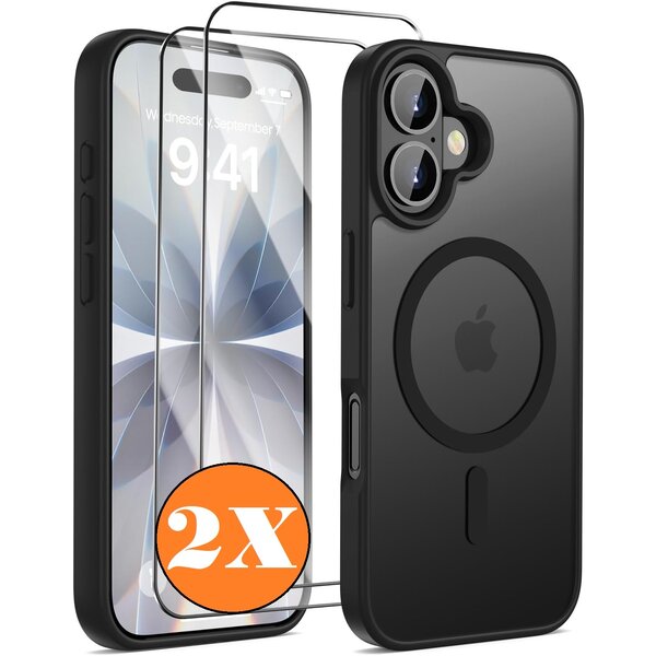 Ntech Ntech Hoesje magsafe Geschikt voor iPhone 17 Hoesje – Hybrid Bumper hoesje Mat Zwart - Met iPhone 17 scrennprotector