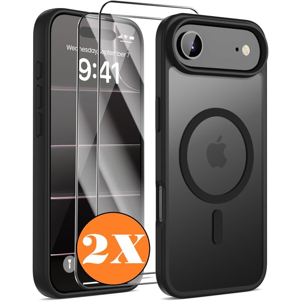 Ntech Ntech Hoesje magsafe Geschikt voor iPhone Air Hoesje – Hybrid Bumper hoesje Mat Zwart - Met iPhone Air scrennprotector