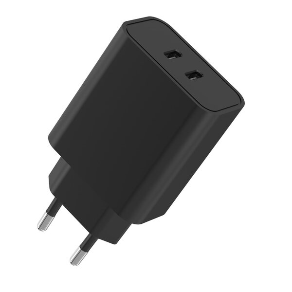 Ntech Ntech USB C Adapter 2 poorten - USB C Oplader 35w Zwart - Geschikt voor Apple iPhone 17/16/15 - Oplader Geschikt voor Samsung Galaxy S25/S24/S23/S22/S25 FE/ Tab A11 Plus/ A9 Plus - Snellader - USB C Adapter - USB C Lader