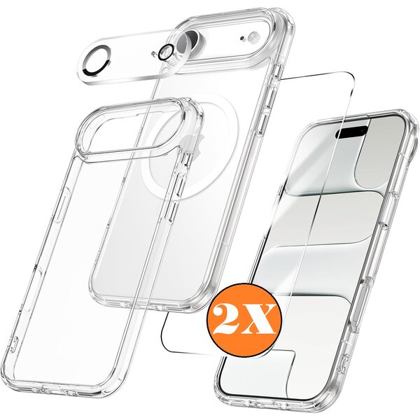 Ntech Transparant Hoesje iPhone Air Hoesje Geschikt voor MagSafe – Silicone Case met 2x Screenprotector & Camera Lens Bescherming